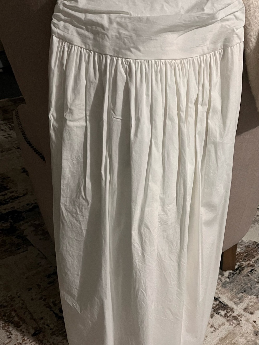 Strapless White Ruched Bodice Gathered Skirt Dress - Picture 5 of 5